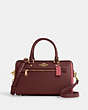 COACH®,ROWAN SATCHEL IN COLORBLOCK,Leather,Large,Gold/Oxblood/Wine Multi,Front View