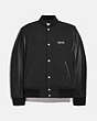 COACH®,LEATHER SLEEVE JACKET,Cotton/Polyester,Black,Front View