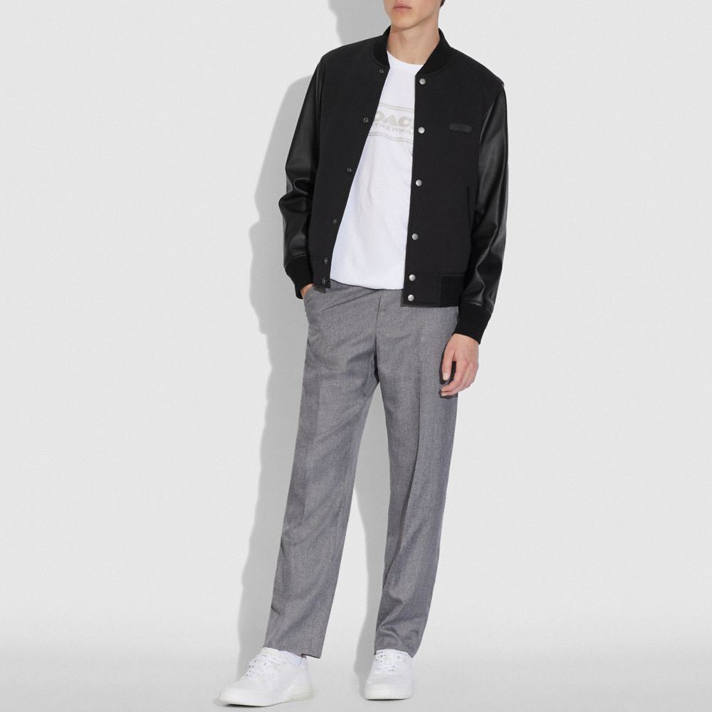 Leather Sleeve Jacket