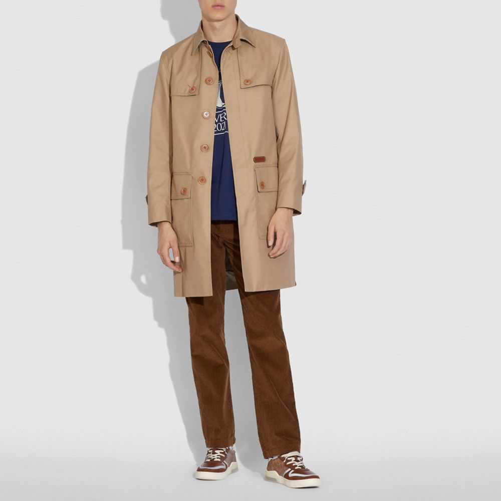 COACH®,TRENCH COAT IN ORGANIC COTTON AND RECYCLED POLYESTER,Organic Cotton,KHAKI,Scale View