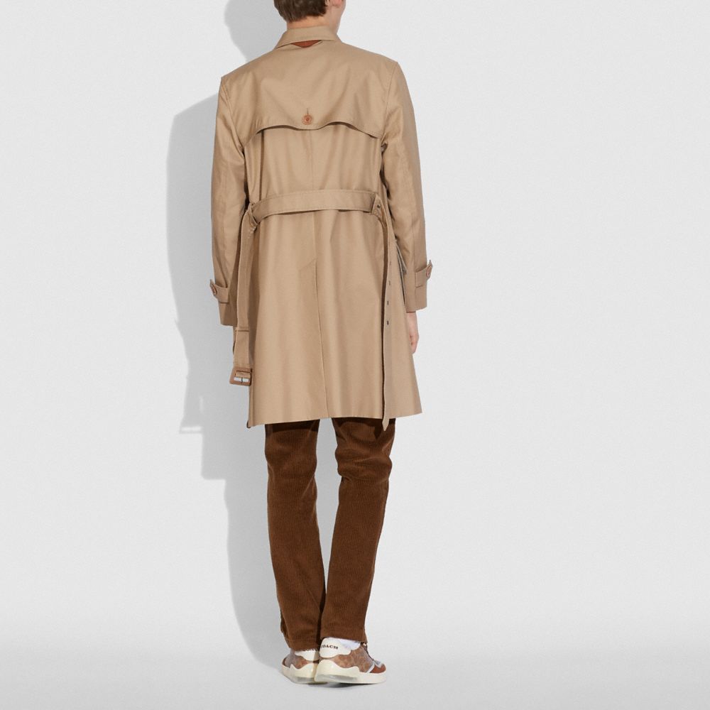 COACH®,TRENCH COAT IN ORGANIC COTTON AND RECYCLED POLYESTER,Organic Cotton,KHAKI,Scale View