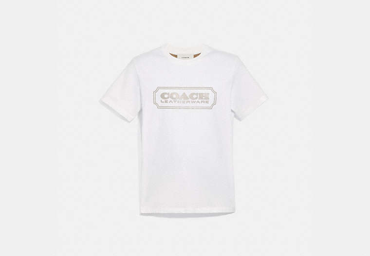 COACH®,COACH BADGE T-SHIRT,cotton,White,Front View image number 0