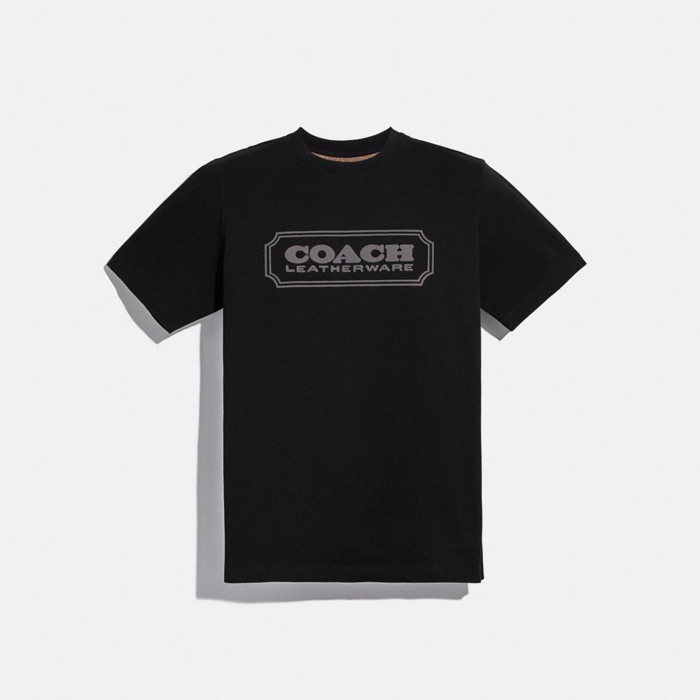 COACH®,COACH BADGE T-SHIRT,cotton,Black,Front View image number 0