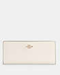 COACH®,SLIM WALLET,Leather,Mini,Gold/Chalk,Front View