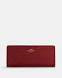 COACH®,SLIM WALLET,Leather,Mini,Gold/1941 Red,Front View