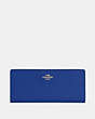 COACH®,SLIM WALLET,Leather,Mini,Gold/Sport Blue,Front View