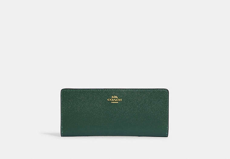 COACH®,SLIM WALLET,Leather,Im/Everglade,Front View