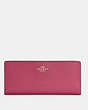 COACH®,SLIM WALLET,Leather,Mini,Gold/Bright Violet,Front View