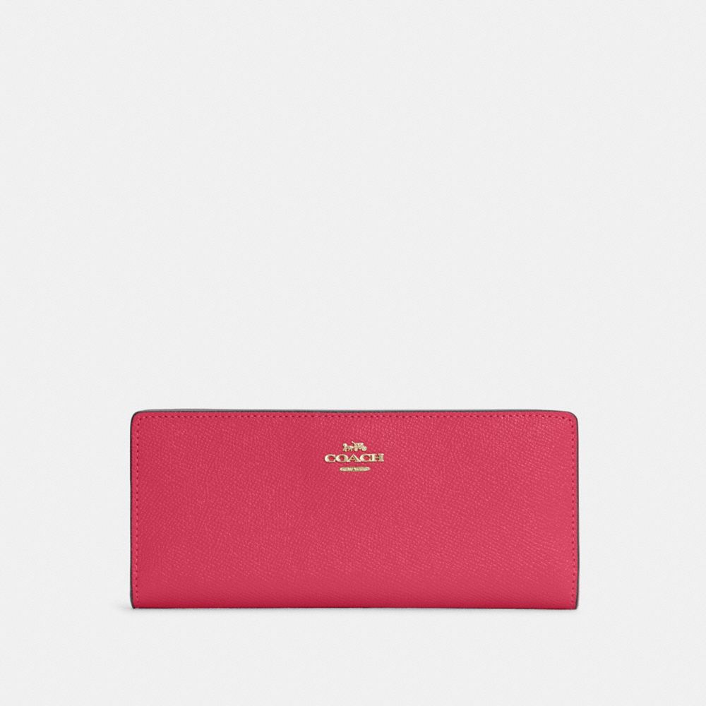 COACH®,PORTEFEUILLE FIN,Cuir,Or/Rose vif,Front View