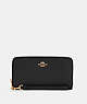 COACH®,LONG ZIP AROUND WALLET,Leather,Gold/Black,Front View