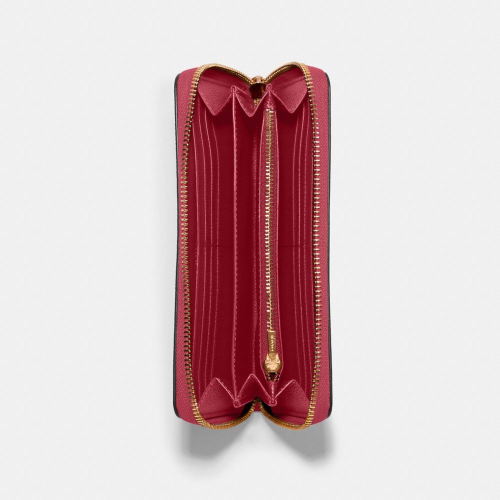 COACH®,Long Zip Around Wallet,Leather,Wristlet,Continental,Gold Metal,Casual,,Inside View,Top View