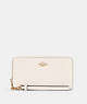 COACH®,LONG ZIP AROUND WALLET,Leather,Mini,Gold/Chalk,Front View