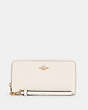 COACH®,LONG ZIP AROUND WALLET,Leather,Mini,Gold/Chalk,Front View