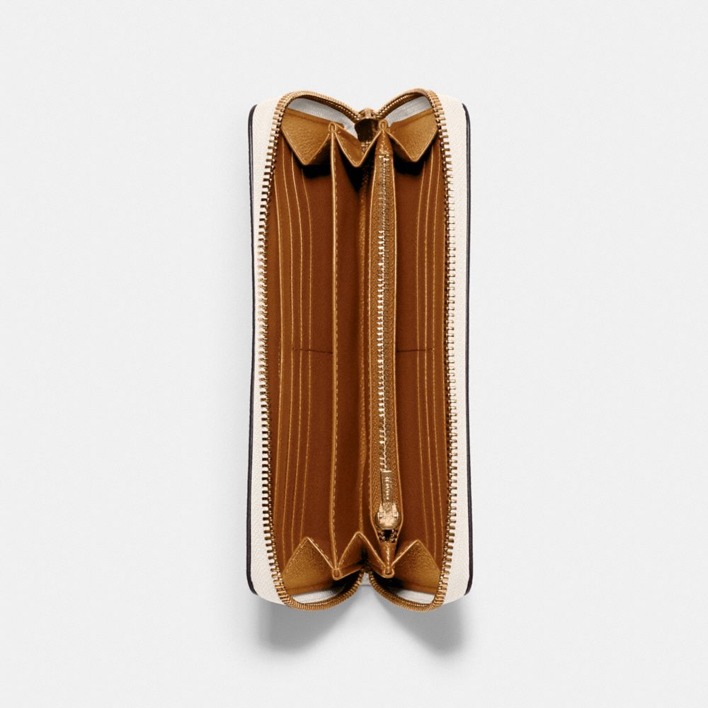 COACH®,LONG ZIP AROUND WALLET,Crossgrain Leather,Mini,Gold/Chalk,Inside View,Top View