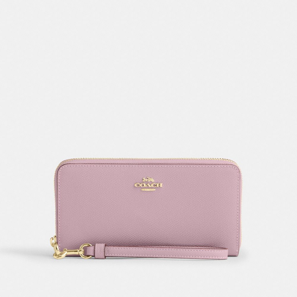 COACH®,LONG ZIP AROUND WALLET,Cuir Cross-grain,Mini,Or/Œillet,Front View