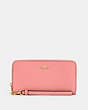 COACH®,LONG ZIP AROUND WALLET,Leather,Mini,Gold/Candy Pink,Front View
