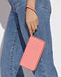COACH®,LONG ZIP AROUND WALLET,Leather,Mini,Gold/Candy Pink,Detail View