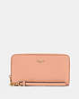 COACH®,LONG ZIP AROUND WALLET,Leather,Mini,Gold/Faded Blush,Front View