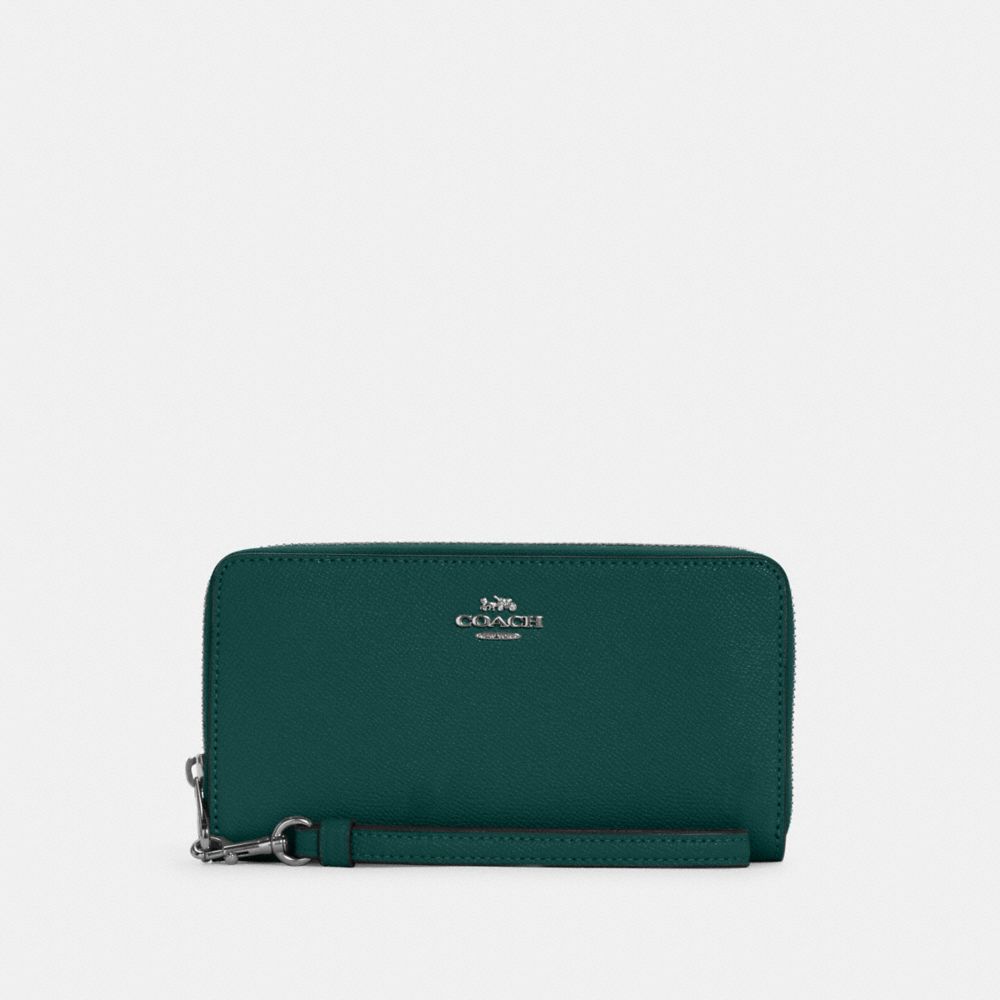 COACH®,Long Zip Around Wallet,Leather,Wristlet,Continental,Gold Metal,Casual,,Front View