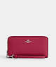 COACH®,LONG ZIP AROUND WALLET,Leather,Mini,Silver/Bright Violet,Front View