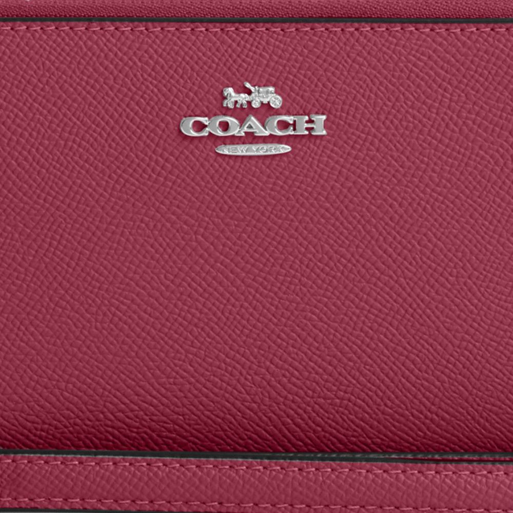 COACH®,Long Zip Around Wallet,Leather,Wristlet,Continental,Gold Metal,Casual,Maroon