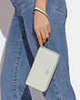 COACH®,LONG ZIP AROUND WALLET,Leather,Mini,Silver/Light Sage,Detail View