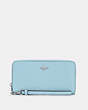 COACH®,LONG ZIP AROUND WALLET,Leather,Mini,Silver/Waterfall,Front View