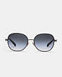 COACH®,HORSE AND CARRIAGE ROUND SUNGLASSES,Metal,Black,Inside View,Top View