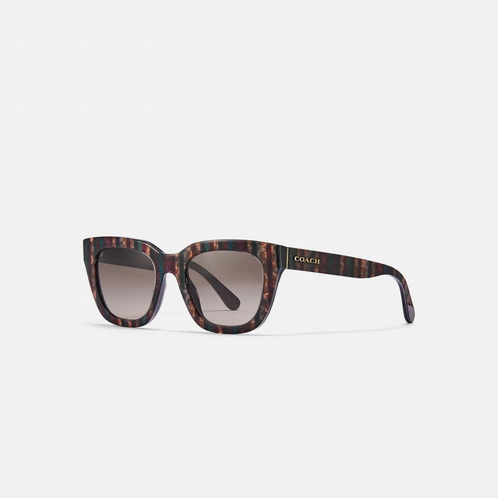COACH®,Legacy Stripe Square Sunglasses,Square,Plastic,Logo,Integrated Nose Pads,Casual,,Front View