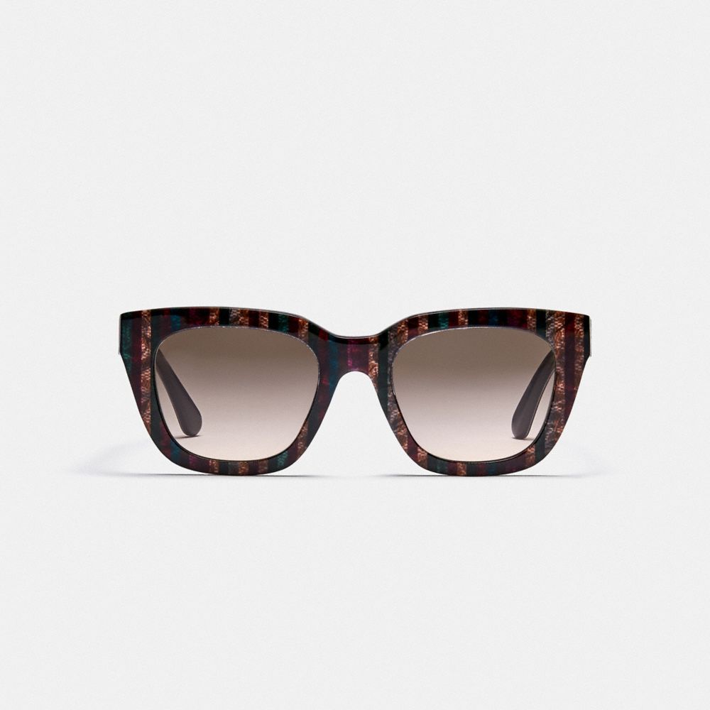 COACH®,Legacy Stripe Square Sunglasses,Square,Plastic,Logo,Integrated Nose Pads,Casual,,Inside View,Top View