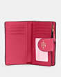 COACH®,MEDIUM CORNER ZIP WALLET WITH QUILTING,Leather,Mini,Gold/Bold Pink,Inside View,Top View