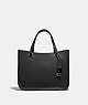 COACH®,TYLER CARRYALL 28,Pebbled Leather,Medium,Brass/Black,Front View