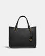COACH®,TYLER CARRYALL 28,Pebbled Leather,Medium,Brass/Black,Front View