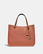 COACH®,TYLER CARRYALL 28,Pebbled Leather,Medium,Brass/Light Coral,Front View