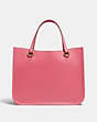 COACH®,TYLER CARRYALL 28,Pebbled Leather,Medium,Brass/Watermelon,Back View