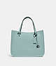 COACH®,TYLER CARRYALL 28,Pebbled Leather,Medium,Pewter/Aqua,Front View
