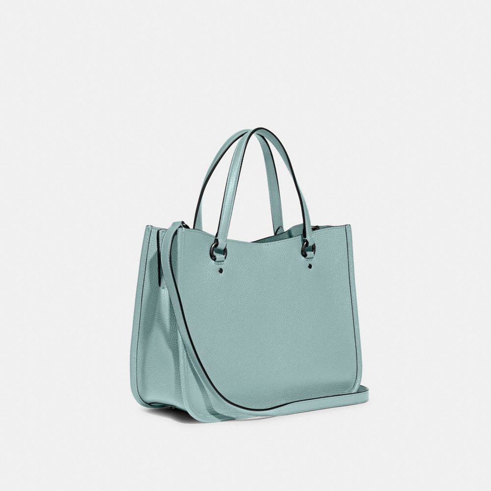 COACH®,TYLER CARRYALL 28,Medium,Pewter/Aqua,Angle View