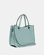 COACH®,TYLER CARRYALL 28,Pebbled Leather,Medium,Pewter/Aqua,Angle View