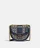 COACH®,ALIE SADDLE BAG IN SIGNATURE JACQUARD,cotton,Small,Brass/Navy Midnight Navy,Front View