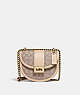 COACH®,ALIE SADDLE BAG IN SIGNATURE JACQUARD,cotton,Small,Brass/Stone Ivory,Front View