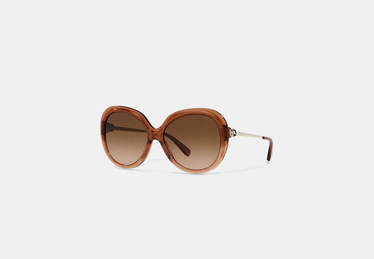 COACH®,HORSE AND CARRIAGE HINGED SUNGLASSES,Transparent Amber,Front View