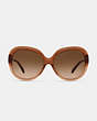 COACH®,HORSE AND CARRIAGE HINGED SUNGLASSES,Transparent Amber,Inside View,Top View