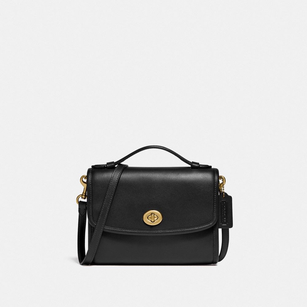 COACH®,KIP TURNLOCK CROSSBODY,Mini,Brass/Black,Front View