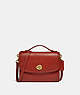 COACH®,KIP TURNLOCK CROSSBODY,Leather,Mini,Brass/Red Sand,Front View