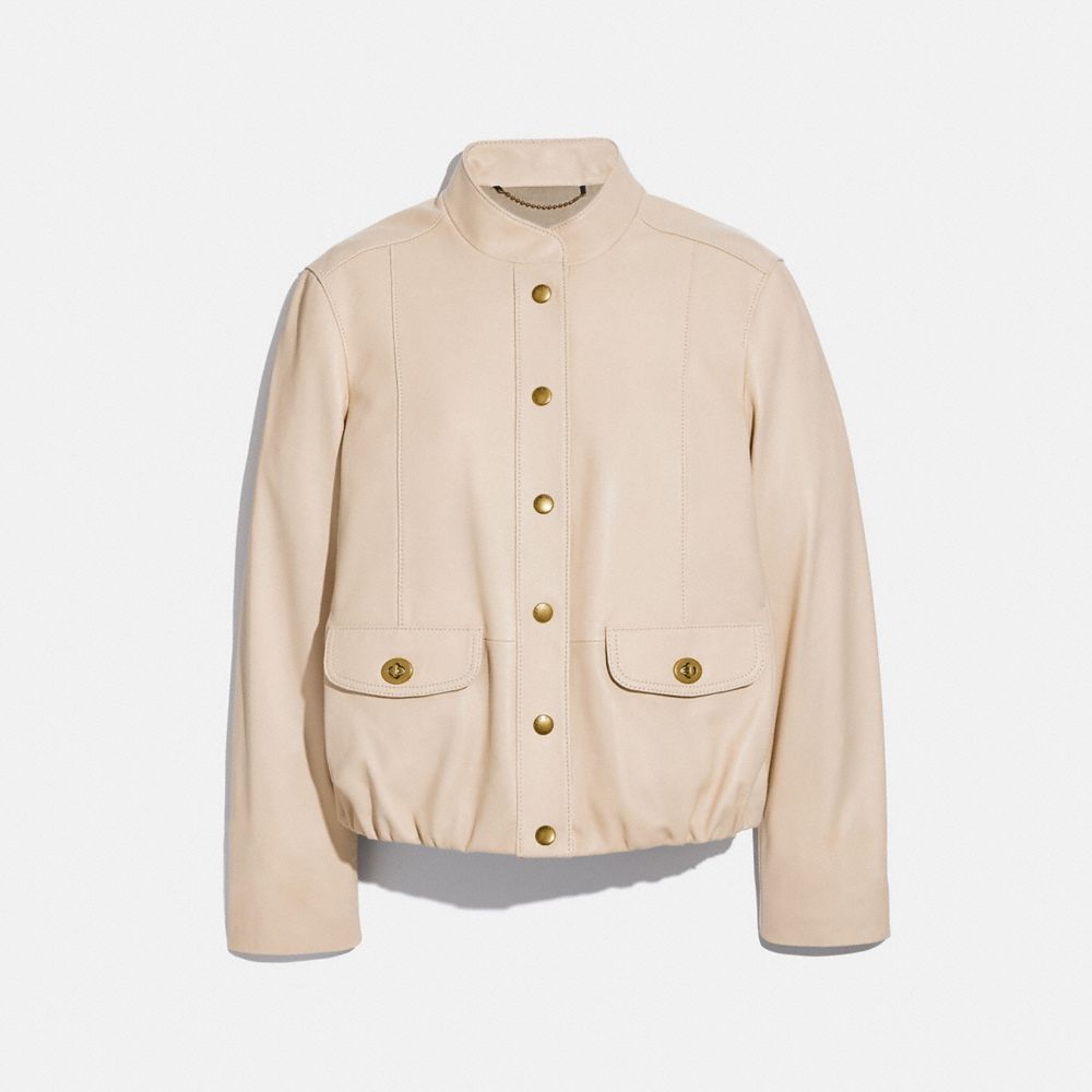COACH®,Lightweight Leather Jacket,,Front View