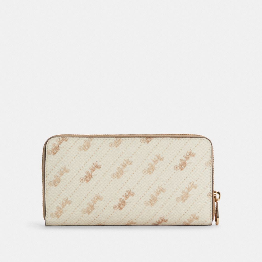 COACH®,LONG ZIP AROUND WALLET WITH HORSE AND CARRIAGE DOT PRINT,Gold/Cream,Interior View