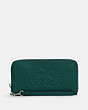 COACH®,LONG ZIP AROUND WALLET WITH HORSE AND CARRIAGE,Leather,Mini,Gunmetal/Forest,Front View