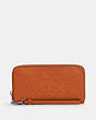 COACH®,LONG ZIP AROUND WALLET WITH HORSE AND CARRIAGE,Leather,Mini,Gunmetal/Ginger,Front View