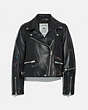 COACH®,A LOVE LETTER TO NEW YORK LEATHER BIKER JACKET,Leather,Black,Front View