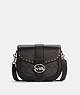 COACH®,GEORGIE SADDLE BAG IN COLORBLOCK SIGNATURE CANVAS WITH RIVETS,Leather,Medium,Silver/Graphite/Black Multi,Front View